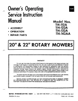 Предварительный просмотр 1 страницы MTD 114-112A Owner'S Operating Service Instruction Manual