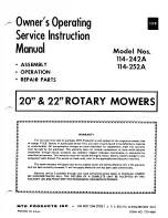 Предварительный просмотр 1 страницы MTD 114-242A Owner'S Operating Service Instruction Manual