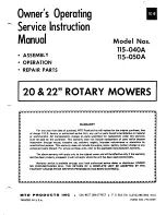 Предварительный просмотр 1 страницы MTD 115-040A Owner'S Operating Service Instruction Manual