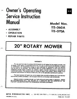 Предварительный просмотр 1 страницы MTD 115-060A Owner'S Operating Service Instruction Manual