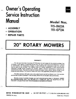 Предварительный просмотр 1 страницы MTD 115-062A Owner'S Operating Service Instruction Manual