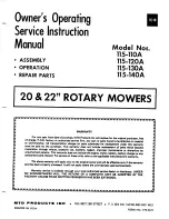 MTD 115-110A Owner'S Operating Service Instruction Manual предпросмотр