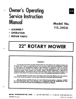 Предварительный просмотр 1 страницы MTD 115-340A Owner'S Operating Service Instruction Manual