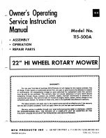 MTD 115-500A Owner'S Operating Service Instruction Manual preview