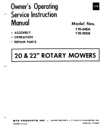 Предварительный просмотр 1 страницы MTD 116-040A Owner'S Operating Service Instruction Manual