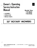 MTD 116-062A Owner'S Operating Service Instruction Manual preview