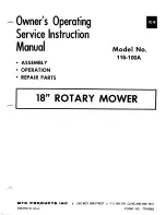 Preview for 1 page of MTD 116-100A Owner'S Operating Service Instruction Manual