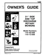 Предварительный просмотр 1 страницы MTD 116-102-000 Owner'S Manual