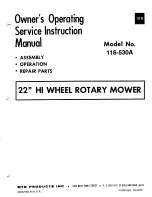 Предварительный просмотр 1 страницы MTD 116-530A Owner'S Operating Service Instruction Manual