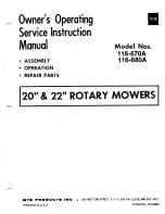 Предварительный просмотр 1 страницы MTD 116-670A Owner'S Operating Service Instruction Manual