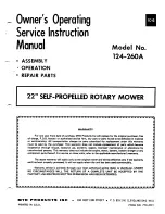 Preview for 1 page of MTD 124-260A Owner'S Operating Service Instruction Manual