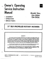 MTD 124 290A Owner'S Operating Service Instruction Manual preview