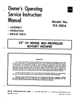 MTD 124-550A Owner'S Operating Service Instruction Manual preview