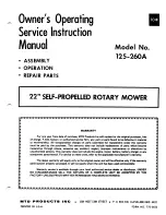 Предварительный просмотр 1 страницы MTD 125-260A Owner'S Operating Service Instruction Manual