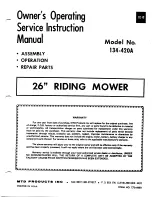 Предварительный просмотр 1 страницы MTD 134-420A Owner'S Operating Service Instruction Manual