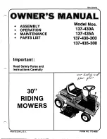 Предварительный просмотр 1 страницы MTD 137-430-300 Owner'S Manual