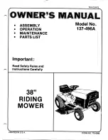 Предварительный просмотр 1 страницы MTD 137-496A Owner'S Manual