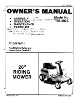 Предварительный просмотр 1 страницы MTD 138-402A Owner'S Manual