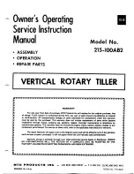 MTD 215-100AB2 Owner'S Operating Service Instruction Manual preview