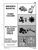 Предварительный просмотр 1 страницы MTD 242-675A Owner'S Manual