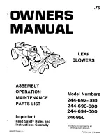 Предварительный просмотр 1 страницы MTD 244-692-000 Owner'S Manual