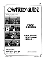 Предварительный просмотр 1 страницы MTD 245-650-000 Owner'S Manual