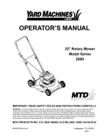 Preview for 1 page of MTD Series Z080 Operator'S Manual