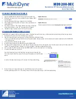 Preview for 2 page of MultiDyne MD9200-DEC Quick Start Sheet