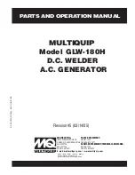 Предварительный просмотр 1 страницы MULTIQUIP GLW-180H Parts And Operation Manual