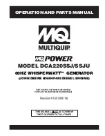 Предварительный просмотр 1 страницы MULTIQUIP Power WHISPERWATT DCA-220SSJ Operation And Parts Manual