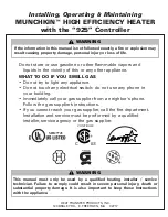 Preview for 1 page of Munchkin HIGH EFFICIENCY HEATER with the "925" Controller Operating Instructions Manual