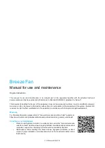 Preview for 2 page of Munters Breeze Fan Manual For Use And Maintenance