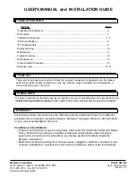 Preview for 2 page of Munters Vortex VX26F1CP User Manual And Installation Manual