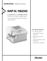 Muratec MFX-1600 Specifications preview