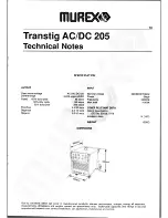 Предварительный просмотр 13 страницы Murex Transtig AC/DC 205 Operating Manual