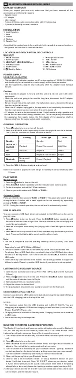 Preview for 2 page of Muse M-1150 BT User Manual