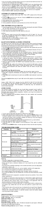 Preview for 3 page of Muse M-1250 BT User Manual