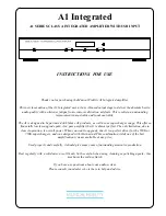 Preview for 1 page of Musical Fidelity A1 Integrated Instructions For Use Manual