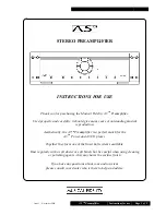 Musical Fidelity A5 CR Instructions For Use Manual preview