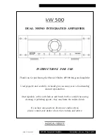 Preview for 1 page of Musical Fidelity KW 500 Instructions For Use Manual