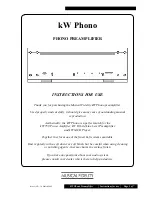 Preview for 1 page of Musical Fidelity kW Phono Instructions For Use Manual