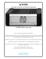 Preview for 1 page of Musical Fidelity KW550 Instructions For Use Manual