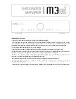 Preview for 1 page of Musical Fidelity M3si Instructions For Use Manual