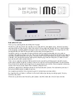 Предварительный просмотр 1 страницы Musical Fidelity M6CD Instructions For Use Manual