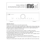 Musical Fidelity M6si Instructions For Use Manual preview