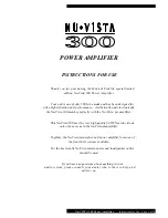 Musical Fidelity NU-VISTA 300 Instructions For Use Manual preview