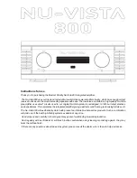 Musical Fidelity Nu-Vista 800 Instructions For Use Manual preview