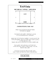 Preview for 1 page of Musical Fidelity Tri-Vista Instructions For Use Manual