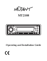 Preview for 1 page of Mutant MT2108 Operating And Installation Manual