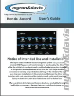 Preview for 1 page of Myron & Davis Honda Accord User Manual